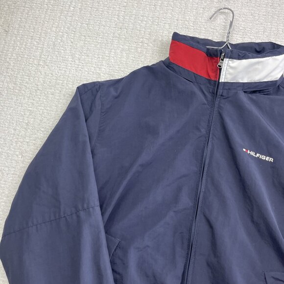 Tommy Hilfiger Jacket Men L Blue Yacht Sailing Full Zip Collared Hidden Hood - Picture 3 of 16